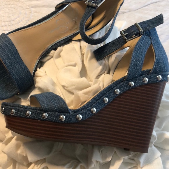 jessica simpson denim wedges